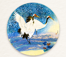 《瑞鹤迎雪》颜色釉综合装饰瓷板
